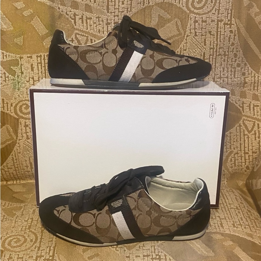 Authentic Coach Tan and Brown Joss Sneakers